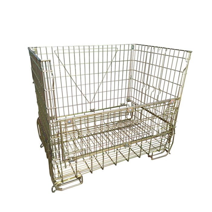 Folding wire mesh container (for wine)