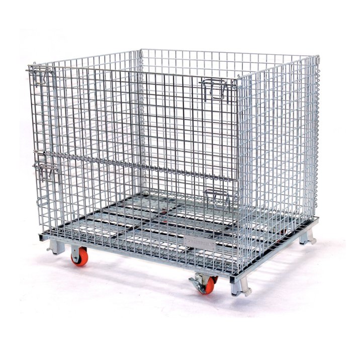 Collapsible wire mesh container